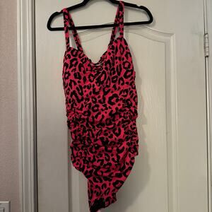 One Piece Swimsuit torrid neon coral pink leopard print sz 2